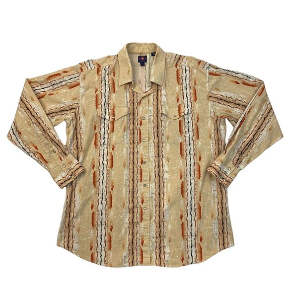 Panhandle Slim Shirt Men XL Extra Large Barb Wire Western Yoke Snap Button Front - Picture 1 of 8